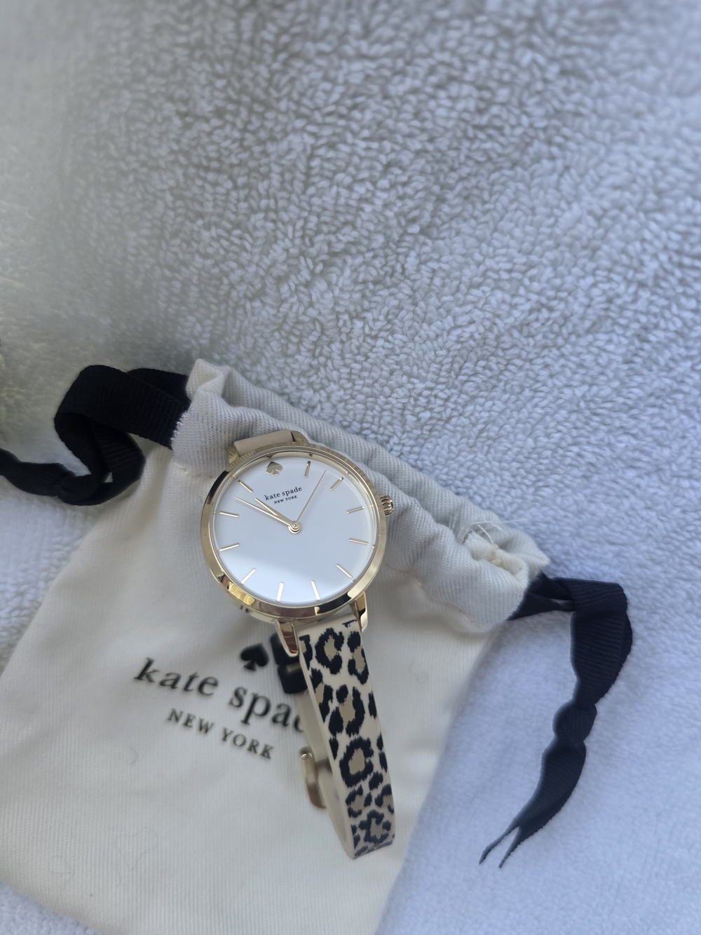 Kate Spade Gold-Tone Leopard Metro Watch with Silicone Band - Picture 6 of 8